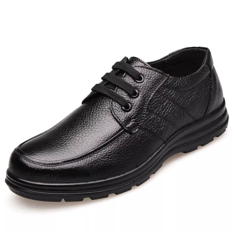 New High Quality Genuine Leather Shoes Men Flats Fashion Men's Casual Shoes Brand Man Soft Comfortable Lace up Black ZH740 - CHRISTDEST GLOBAL SERVICE