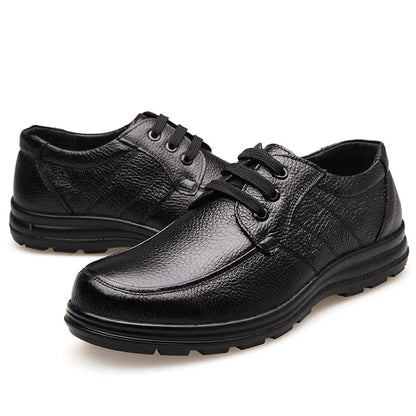 New High Quality Genuine Leather Shoes Men Flats Fashion Men's Casual Shoes Brand Man Soft Comfortable Lace up Black ZH740 - CHRISTDEST GLOBAL SERVICE