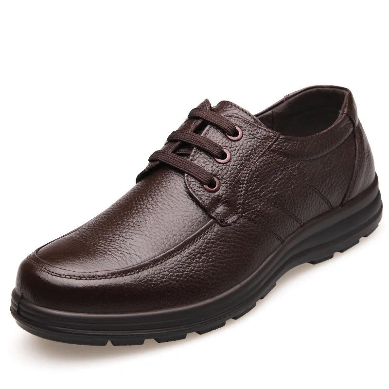 New High Quality Genuine Leather Shoes Men Flats Fashion Men's Casual Shoes Brand Man Soft Comfortable Lace up Black ZH740 - CHRISTDEST GLOBAL SERVICE