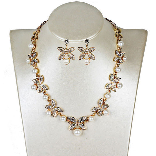 New Pearl butterfly necklace, earrings, bridal jewelry set, bridal jewelry - CHRISTDEST GLOBAL SERVICE