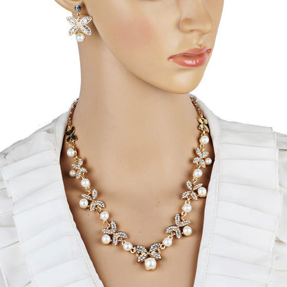 New Pearl butterfly necklace, earrings, bridal jewelry set, bridal jewelry - CHRISTDEST GLOBAL SERVICE