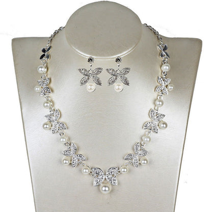 New Pearl butterfly necklace, earrings, bridal jewelry set, bridal jewelry - CHRISTDEST GLOBAL SERVICE