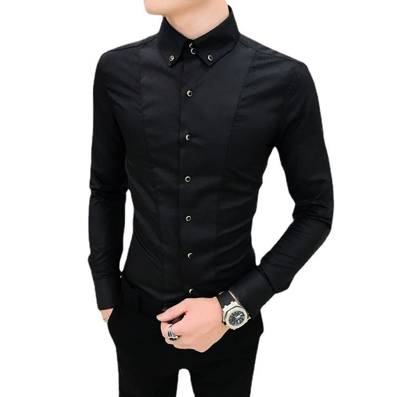 New Pure Color British Style Long Sleeve Slim Korean Business Casual Youth White Shirt - CHRISTDEST GLOBAL SERVICE