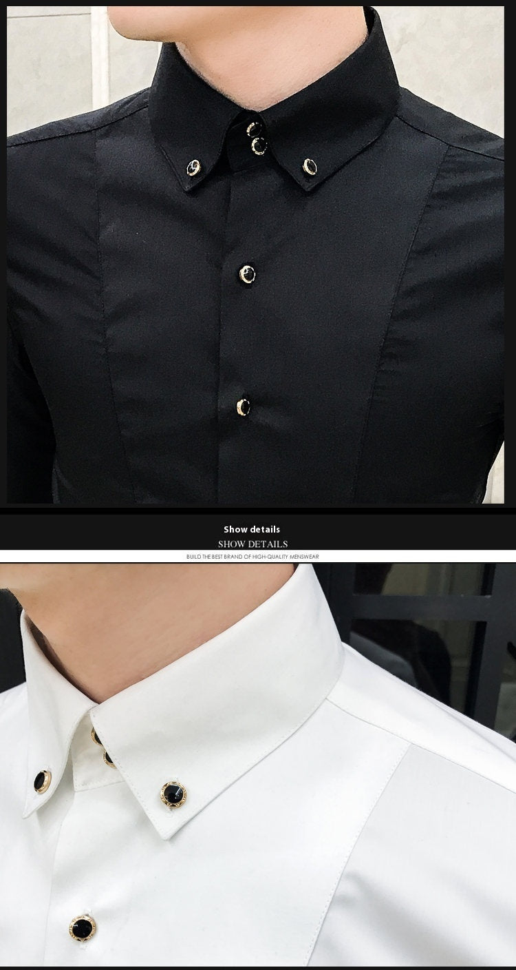 New Pure Color British Style Long Sleeve Slim Korean Business Casual Youth White Shirt - CHRISTDEST GLOBAL SERVICE