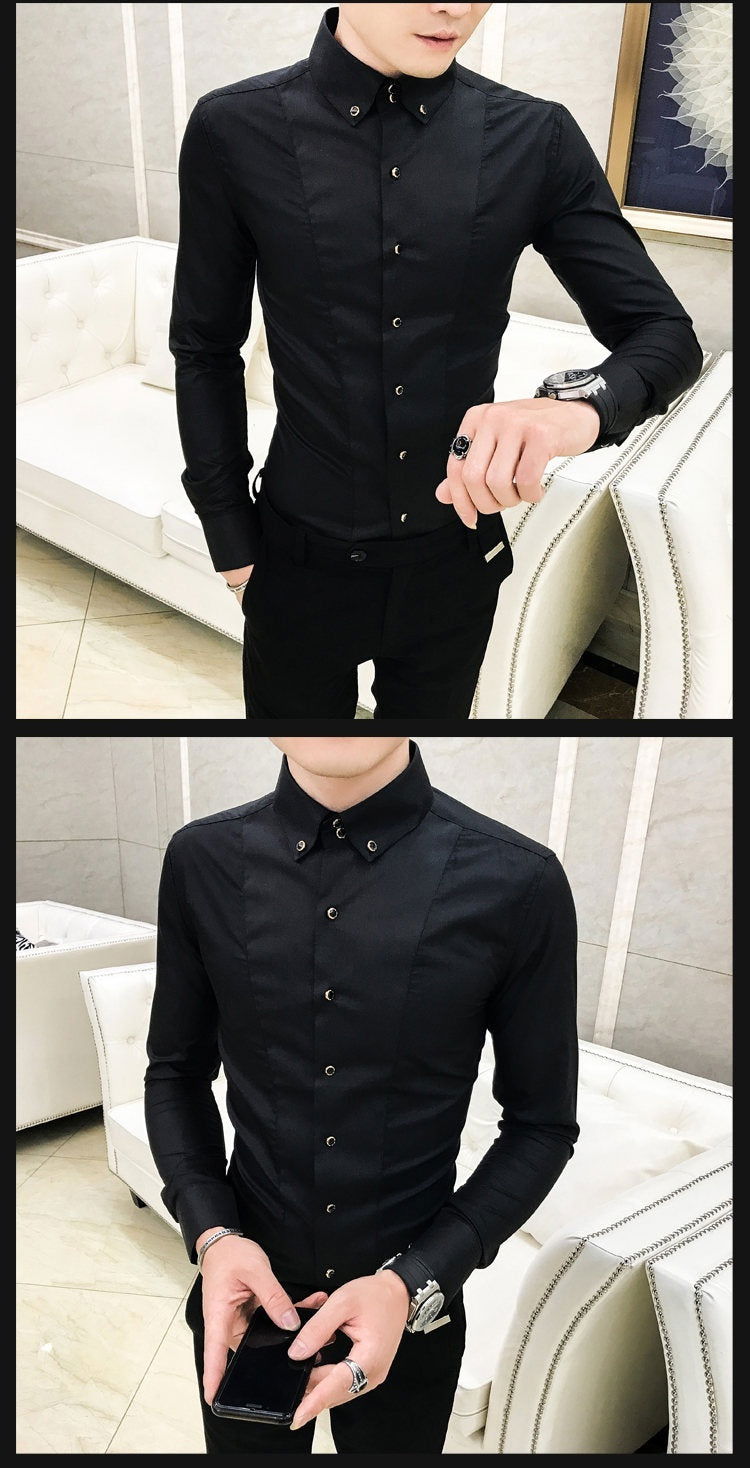 New Pure Color British Style Long Sleeve Slim Korean Business Casual Youth White Shirt - CHRISTDEST GLOBAL SERVICE