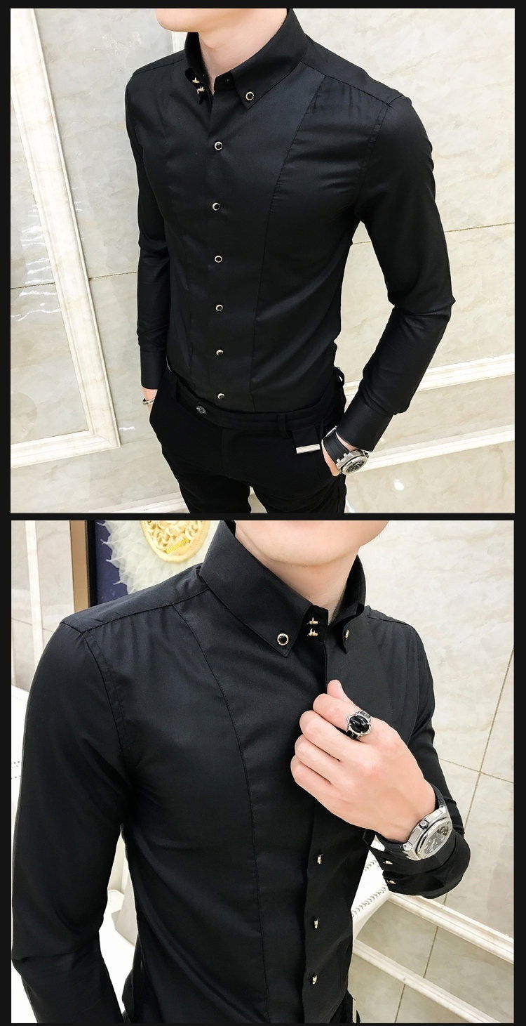 New Pure Color British Style Long Sleeve Slim Korean Business Casual Youth White Shirt - CHRISTDEST GLOBAL SERVICE