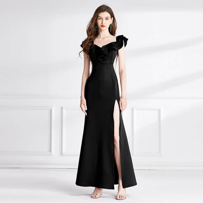 Off-shoulder Ruffled Tube Coat And Dress - CHRISTDEST GLOBAL SERVICE