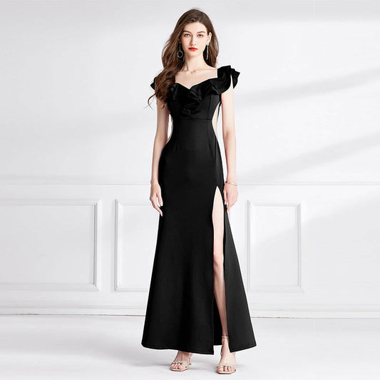 Off-shoulder Ruffled Tube Coat And Dress - CHRISTDEST GLOBAL SERVICE