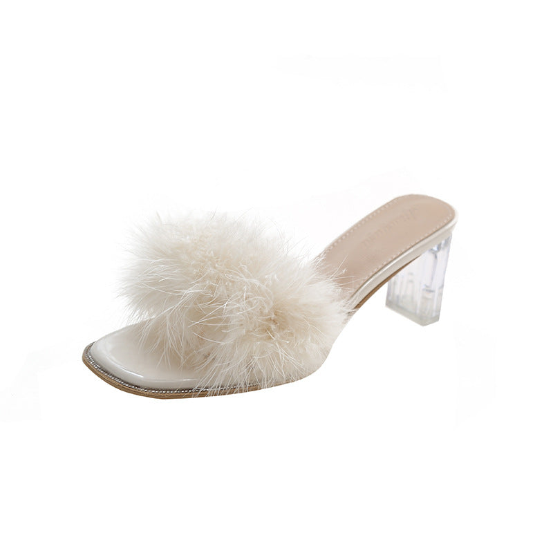 One-word Crystal Thick Heel With Skirt French High Heels - CHRISTDEST GLOBAL SERVICE