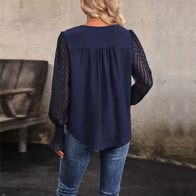 Outerwear Top Long Sleeve V-neck Solid Color Shirt - CHRISTDEST GLOBAL SERVICE