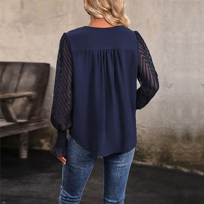 Outerwear Top Long Sleeve V-neck Solid Color Shirt - CHRISTDEST GLOBAL SERVICE
