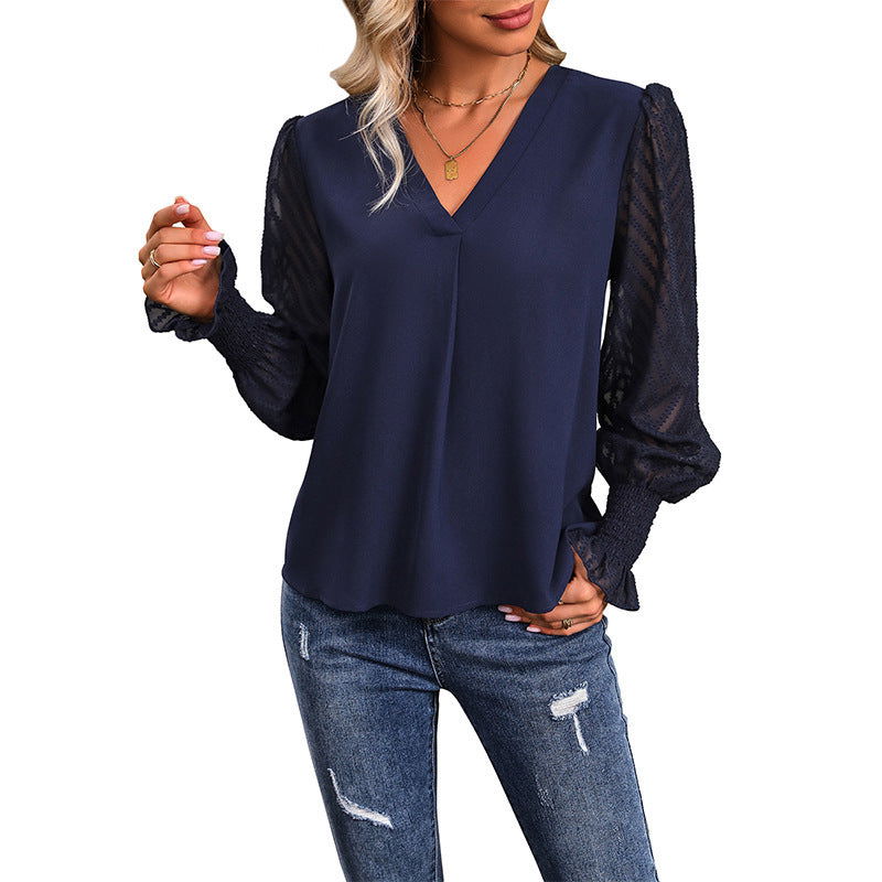 Outerwear Top Long Sleeve V-neck Solid Color Shirt - CHRISTDEST GLOBAL SERVICE