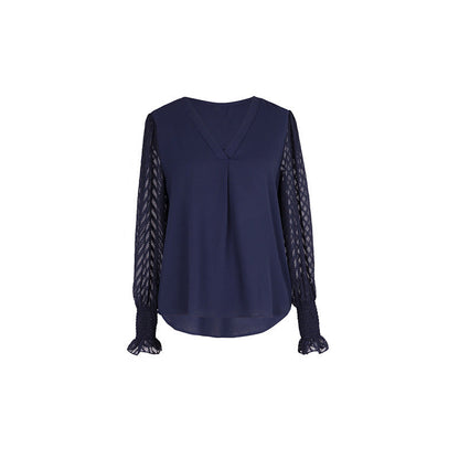 Outerwear Top Long Sleeve V-neck Solid Color Shirt - CHRISTDEST GLOBAL SERVICE