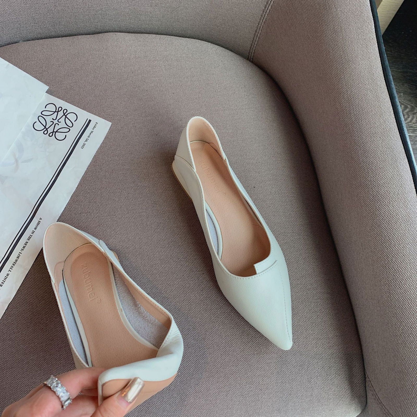 Pointed-toe Authentic Leather Soft Bottom Chunky Heel Shoes Two-way Shoes - CHRISTDEST GLOBAL SERVICE