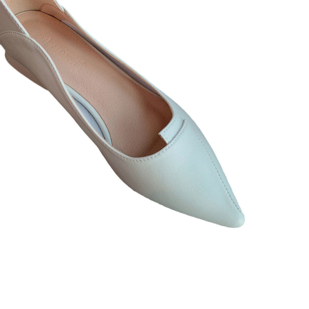 Pointed-toe Authentic Leather Soft Bottom Chunky Heel Shoes Two-way Shoes - CHRISTDEST GLOBAL SERVICE