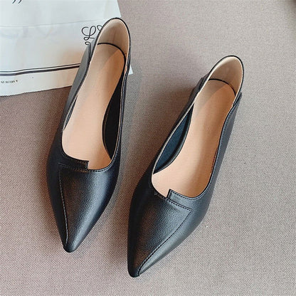 Pointed-toe Authentic Leather Soft Bottom Chunky Heel Shoes Two-way Shoes - CHRISTDEST GLOBAL SERVICE
