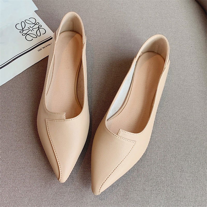 Pointed-toe Authentic Leather Soft Bottom Chunky Heel Shoes Two-way Shoes - CHRISTDEST GLOBAL SERVICE