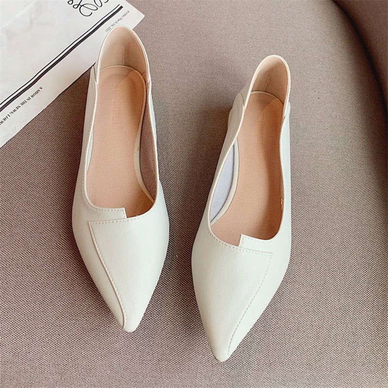 Pointed-toe Authentic Leather Soft Bottom Chunky Heel Shoes Two-way Shoes - CHRISTDEST GLOBAL SERVICE