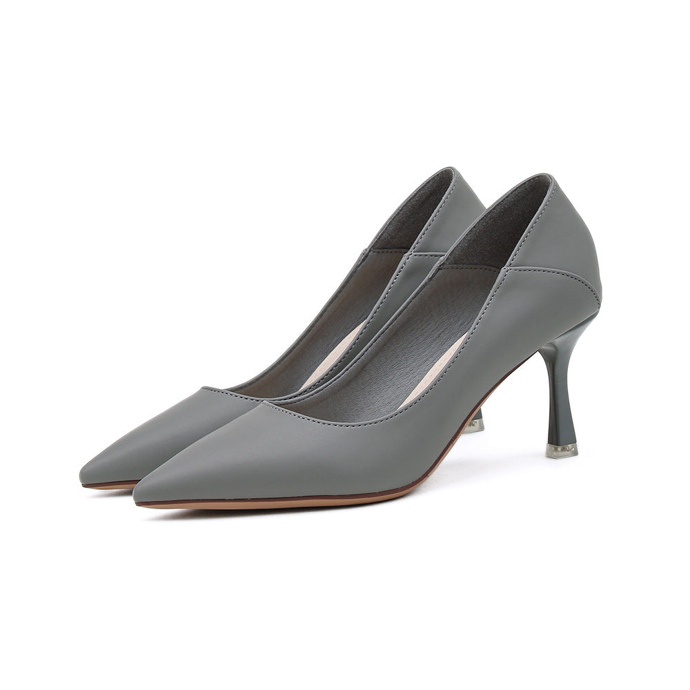 Pointed Toe Nude High Heels Soft Leather Solid Color Ladies - CHRISTDEST GLOBAL SERVICE