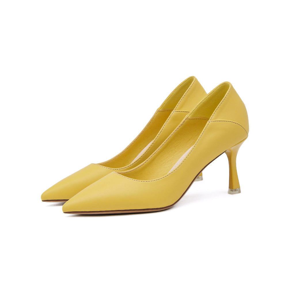 Pointed Toe Nude High Heels Soft Leather Solid Color Ladies - CHRISTDEST GLOBAL SERVICE
