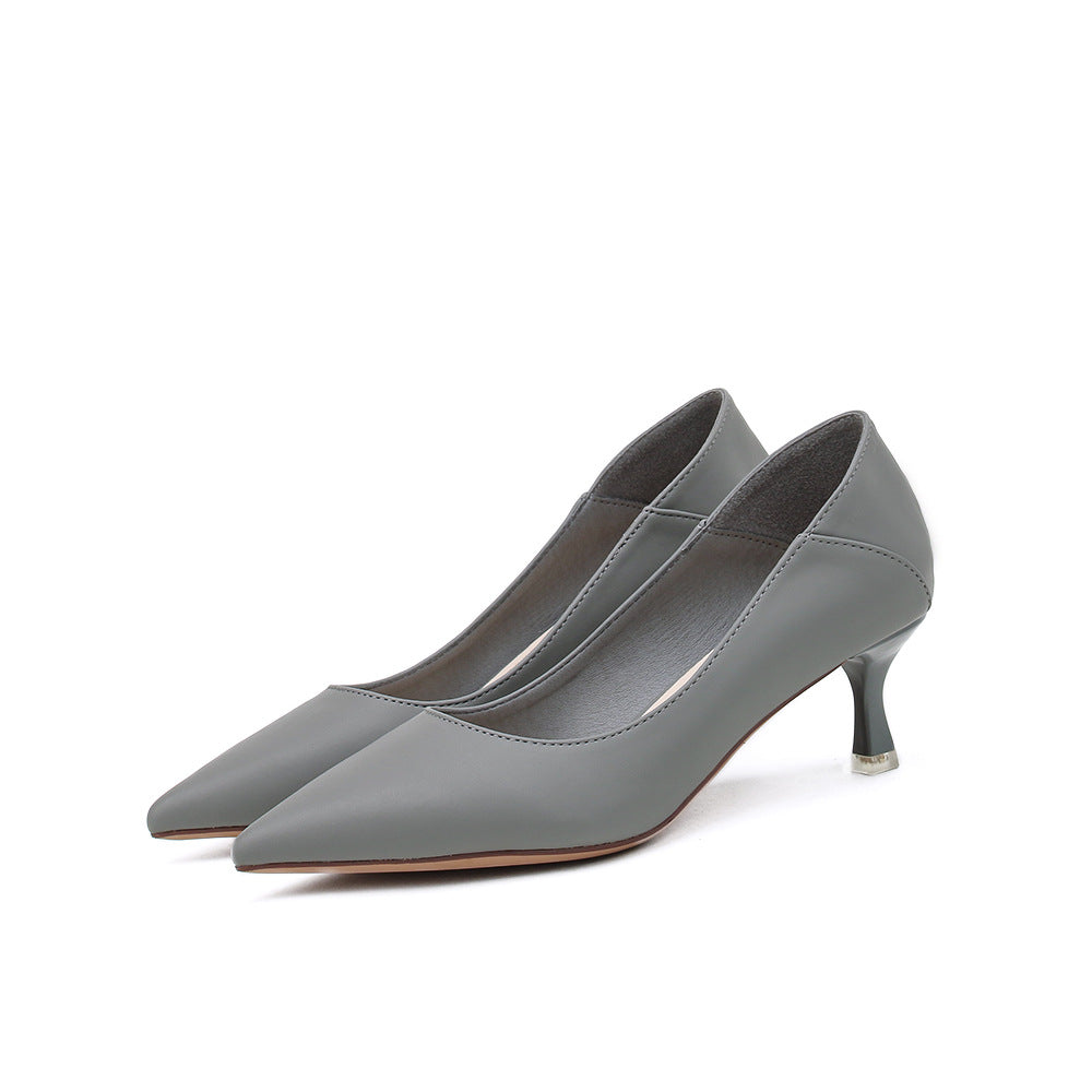 Pointed Toe Nude High Heels Soft Leather Solid Color Ladies - CHRISTDEST GLOBAL SERVICE