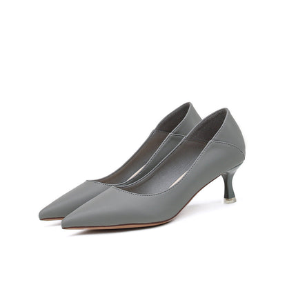 Pointed Toe Nude High Heels Soft Leather Solid Color Ladies - CHRISTDEST GLOBAL SERVICE
