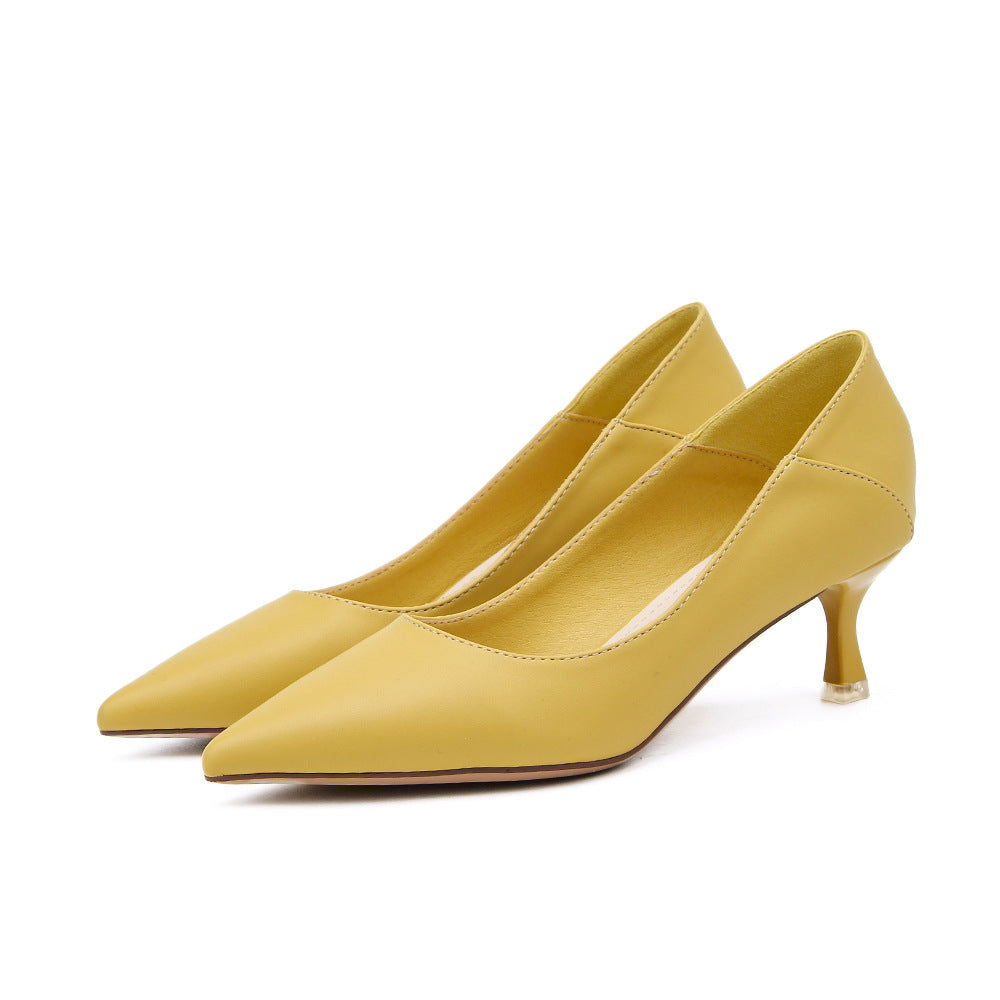 Pointed Toe Nude High Heels Soft Leather Solid Color Ladies - CHRISTDEST GLOBAL SERVICE
