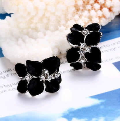 Popular jewelry camellia earrings necklace ring three-piece - CHRISTDEST GLOBAL SERVICE