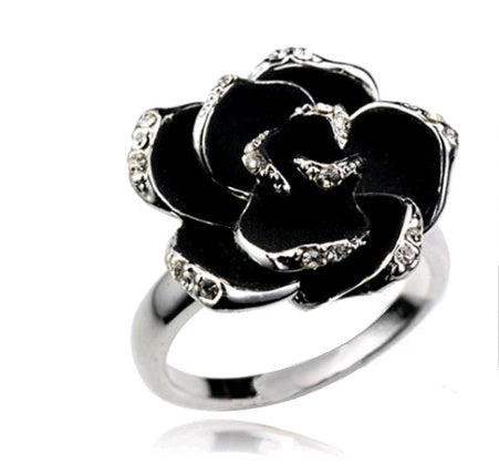 Popular jewelry camellia earrings necklace ring three-piece - CHRISTDEST GLOBAL SERVICE