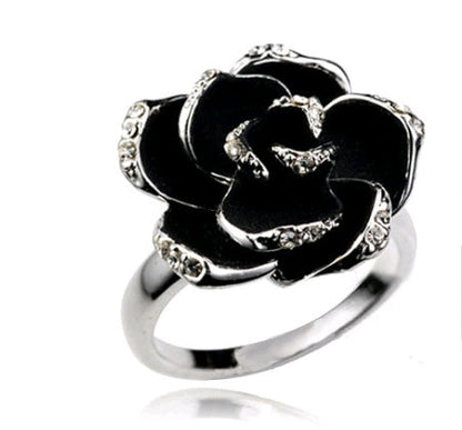 Popular jewelry camellia earrings necklace ring three-piece - CHRISTDEST GLOBAL SERVICE