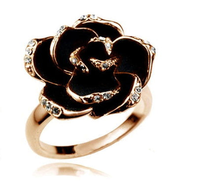 Popular jewelry camellia earrings necklace ring three-piece - CHRISTDEST GLOBAL SERVICE