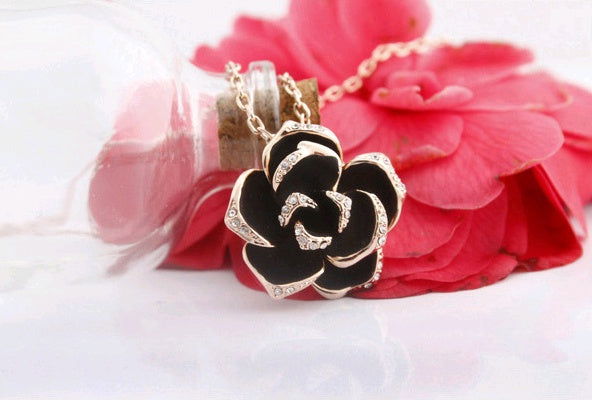 Popular jewelry camellia earrings necklace ring three-piece - CHRISTDEST GLOBAL SERVICE