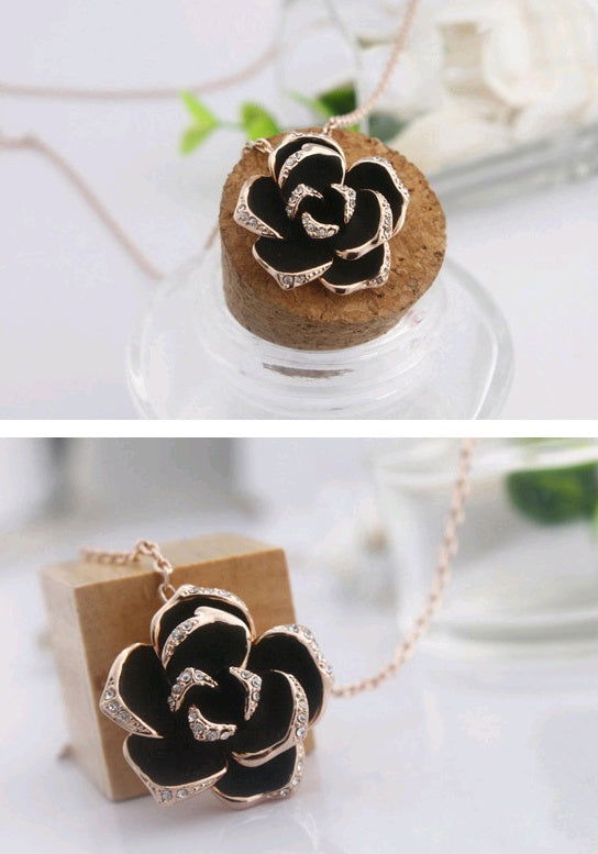 Popular jewelry camellia earrings necklace ring three-piece - CHRISTDEST GLOBAL SERVICE