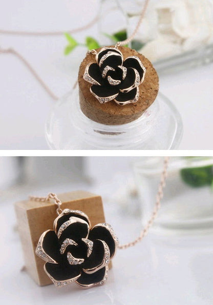 Popular jewelry camellia earrings necklace ring three-piece - CHRISTDEST GLOBAL SERVICE