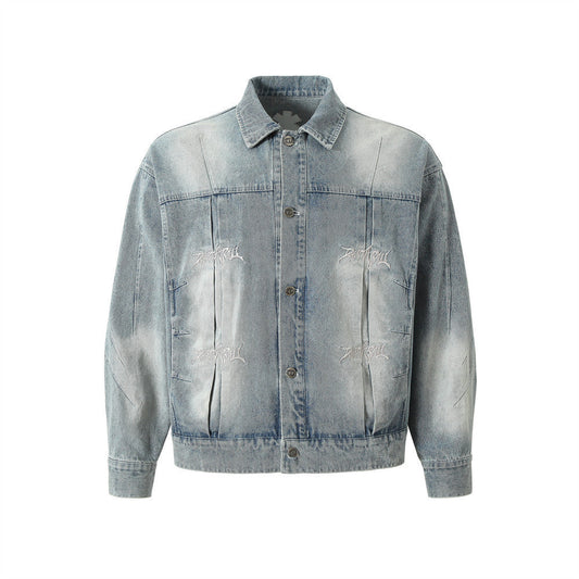 Punk Heavy Industry Wash Denim Coat Men's High Street - CHRISTDEST GLOBAL SERVICE