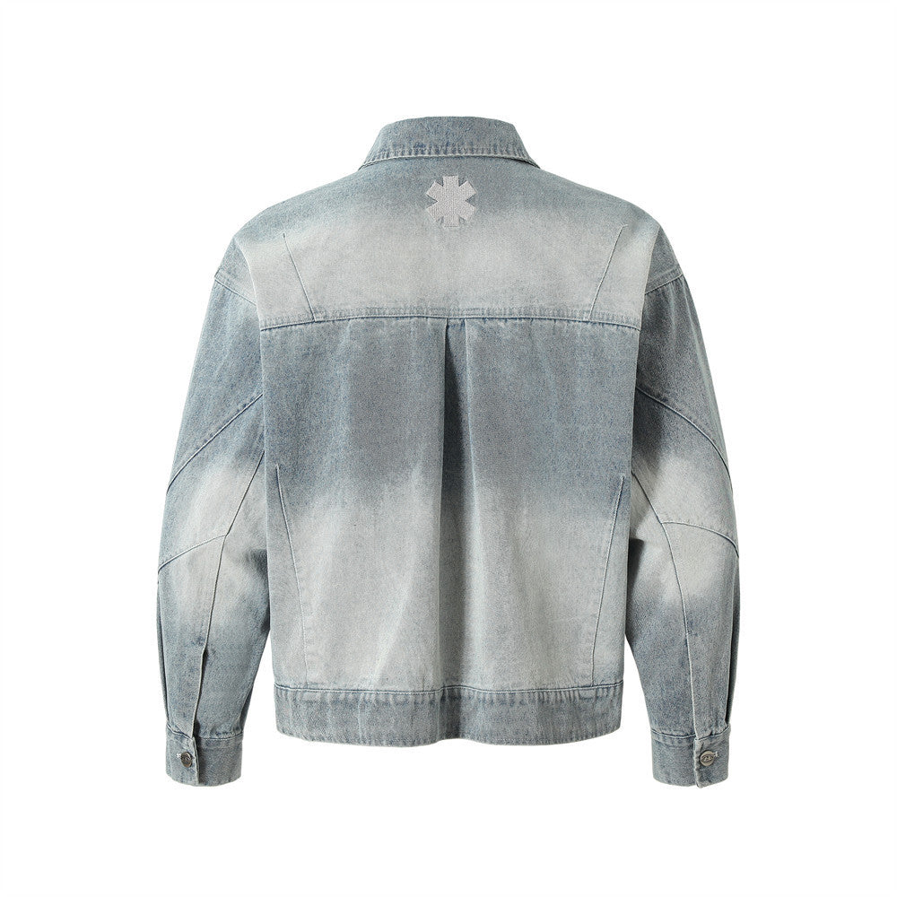 Punk Heavy Industry Wash Denim Coat Men's High Street - CHRISTDEST GLOBAL SERVICE