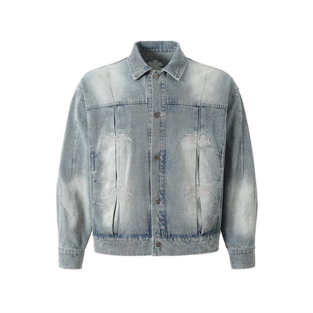 Punk Heavy Industry Wash Denim Coat Men's High Street - CHRISTDEST GLOBAL SERVICE