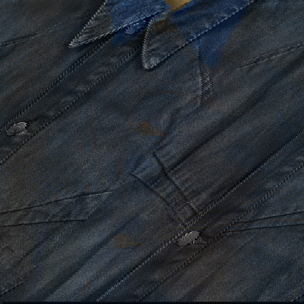 Punk Inkjet Gradient Distressed Dirty Denim Jacket - CHRISTDEST GLOBAL SERVICE