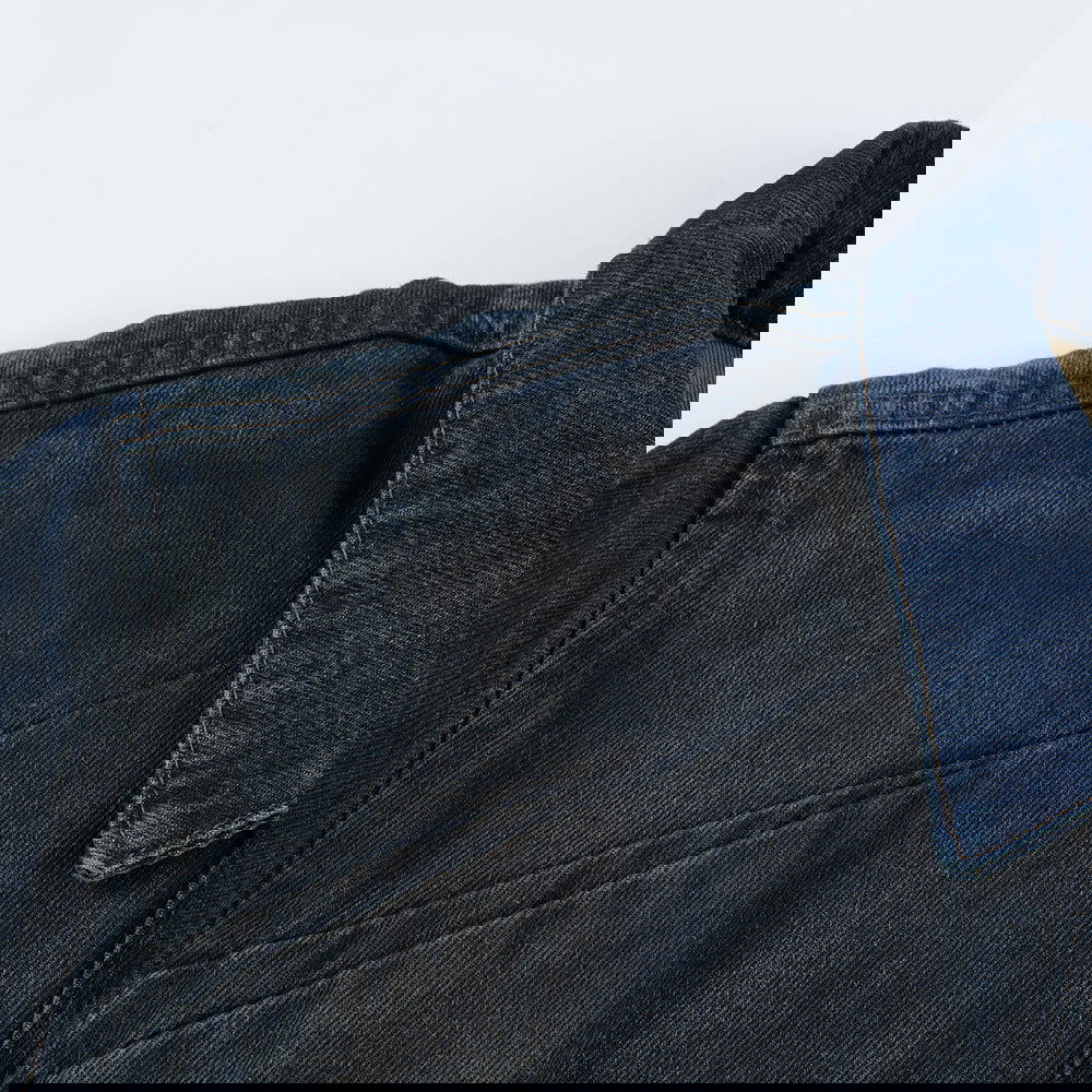 Punk Inkjet Gradient Distressed Dirty Denim Jacket - CHRISTDEST GLOBAL SERVICE