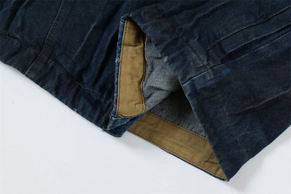 Punk Inkjet Gradient Distressed Dirty Denim Jacket - CHRISTDEST GLOBAL SERVICE