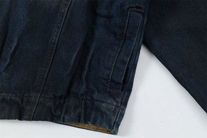 Punk Inkjet Gradient Distressed Dirty Denim Jacket - CHRISTDEST GLOBAL SERVICE
