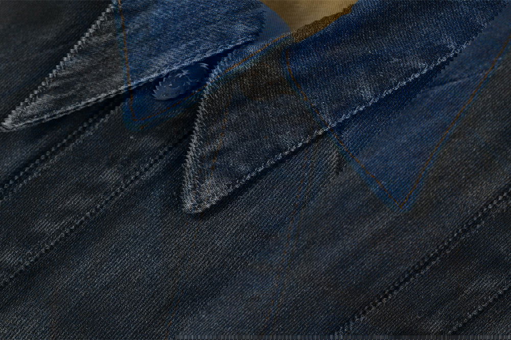 Punk Inkjet Gradient Distressed Dirty Denim Jacket - CHRISTDEST GLOBAL SERVICE