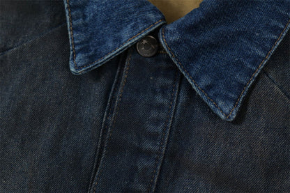 Punk Inkjet Gradient Distressed Dirty Denim Jacket - CHRISTDEST GLOBAL SERVICE