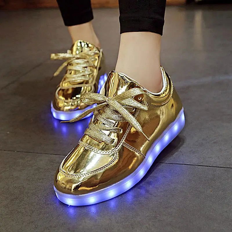 RayZing Fashion Unisex Shoes Led For Adults Schoenen men Casual Chaussures Lumineuse Light Up Shoes lover Luminous Gold Silver - CHRISTDEST GLOBAL SERVICE