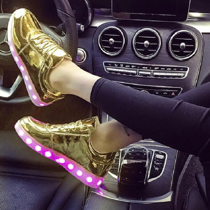 RayZing Fashion Unisex Shoes Led For Adults Schoenen men Casual Chaussures Lumineuse Light Up Shoes lover Luminous Gold Silver - CHRISTDEST GLOBAL SERVICE