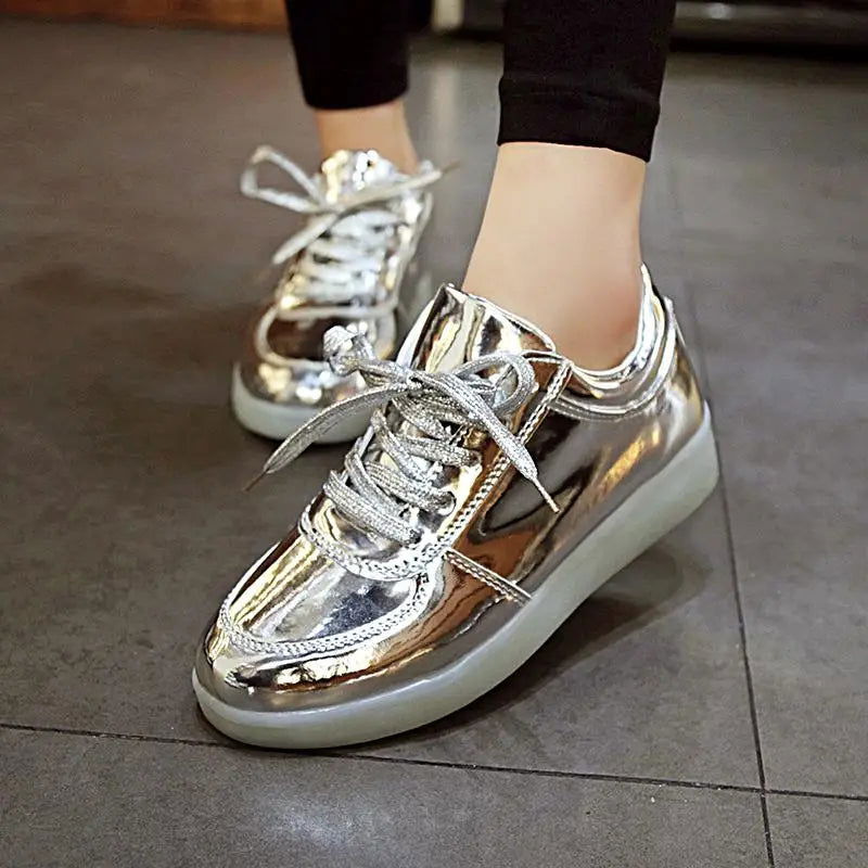 RayZing Fashion Unisex Shoes Led For Adults Schoenen men Casual Chaussures Lumineuse Light Up Shoes lover Luminous Gold Silver - CHRISTDEST GLOBAL SERVICE