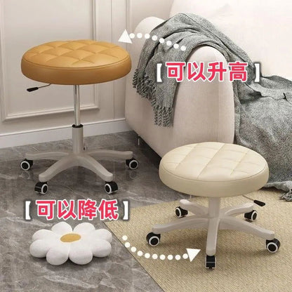 Round Stool Chair for Beauty Salon Barber Shop Adjustable Rotating Lifting With Wheels Beauty Eyelash Stool Chair Furniture - CHRISTDEST GLOBAL SERVICE