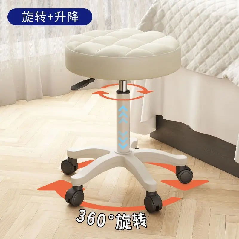 Round Stool Chair for Beauty Salon Barber Shop Adjustable Rotating Lifting With Wheels Beauty Eyelash Stool Chair Furniture - CHRISTDEST GLOBAL SERVICE