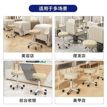Round Stool Chair for Beauty Salon Barber Shop Adjustable Rotating Lifting With Wheels Beauty Eyelash Stool Chair Furniture - CHRISTDEST GLOBAL SERVICE