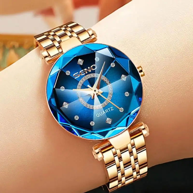 SENO Ocean Star Women Crystal Watch 2024 Top Brand Luxury Rose Gold Women Bracelet Watch for Ladies Wrist Watch Relogio Feminino - CHRISTDEST GLOBAL SERVICE